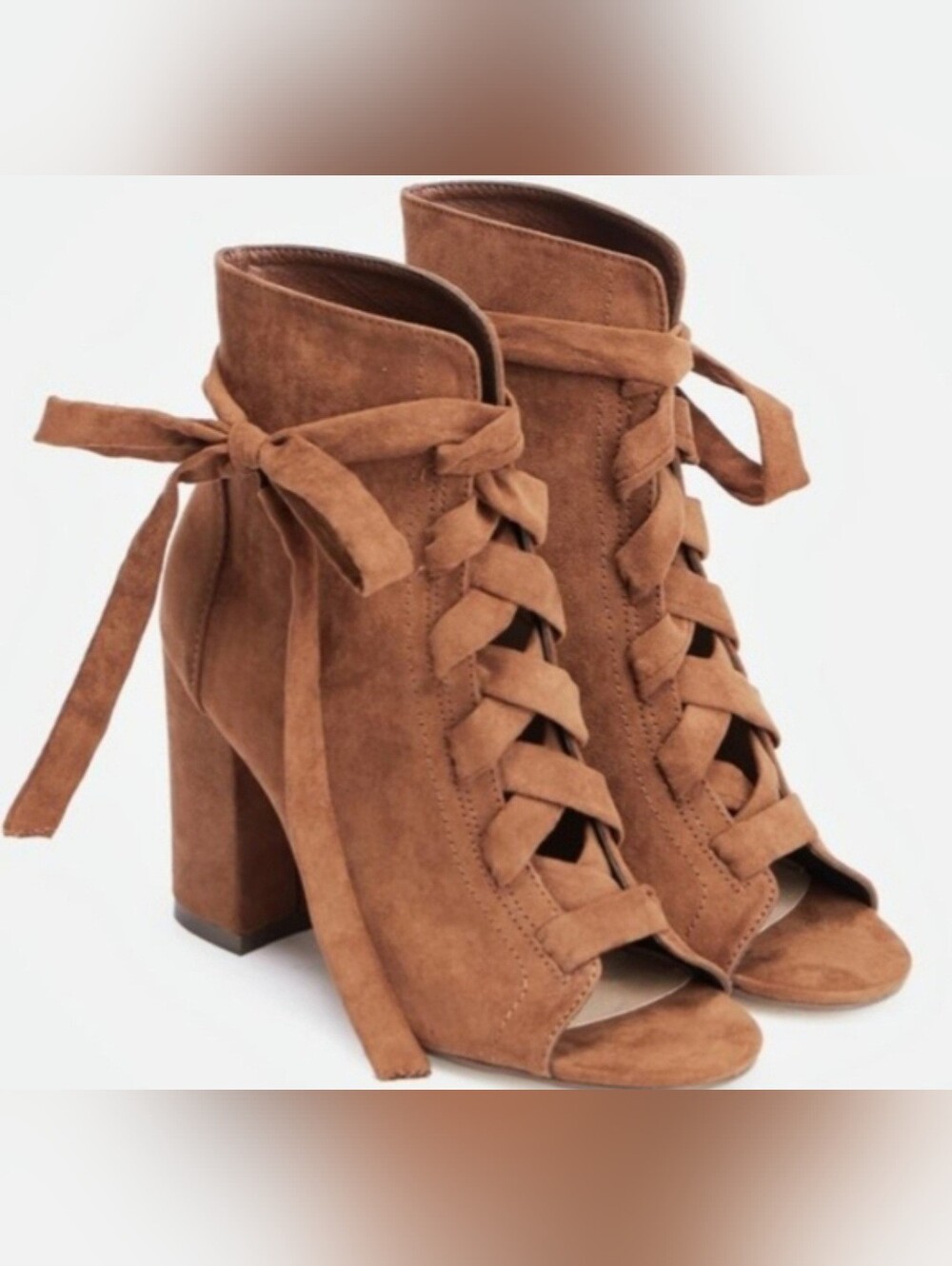 JustFab "Scotia" Lace Up Booties